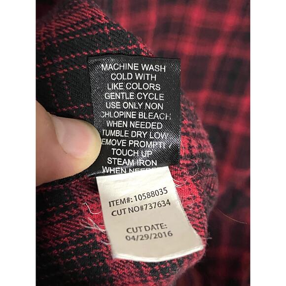 XXX Rude Flannel 2 Pocket Plaid Button Shirt Mens S Skater Grunge Lumberjack Y2K - Picture 9 of 9